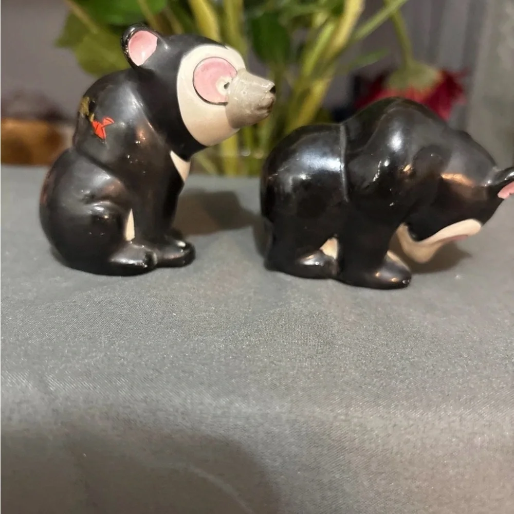 Vintage Asian Salt & Pepper Shaker Set Black Bears with  made in Japan - Picture 3 of 5
